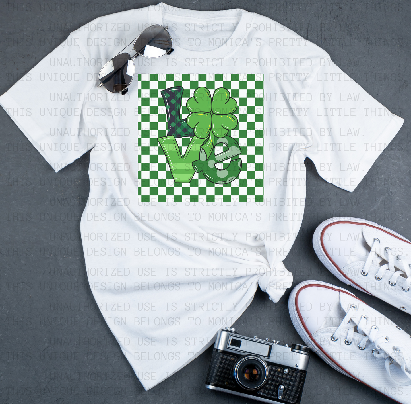 Clover Love Plaid Tee